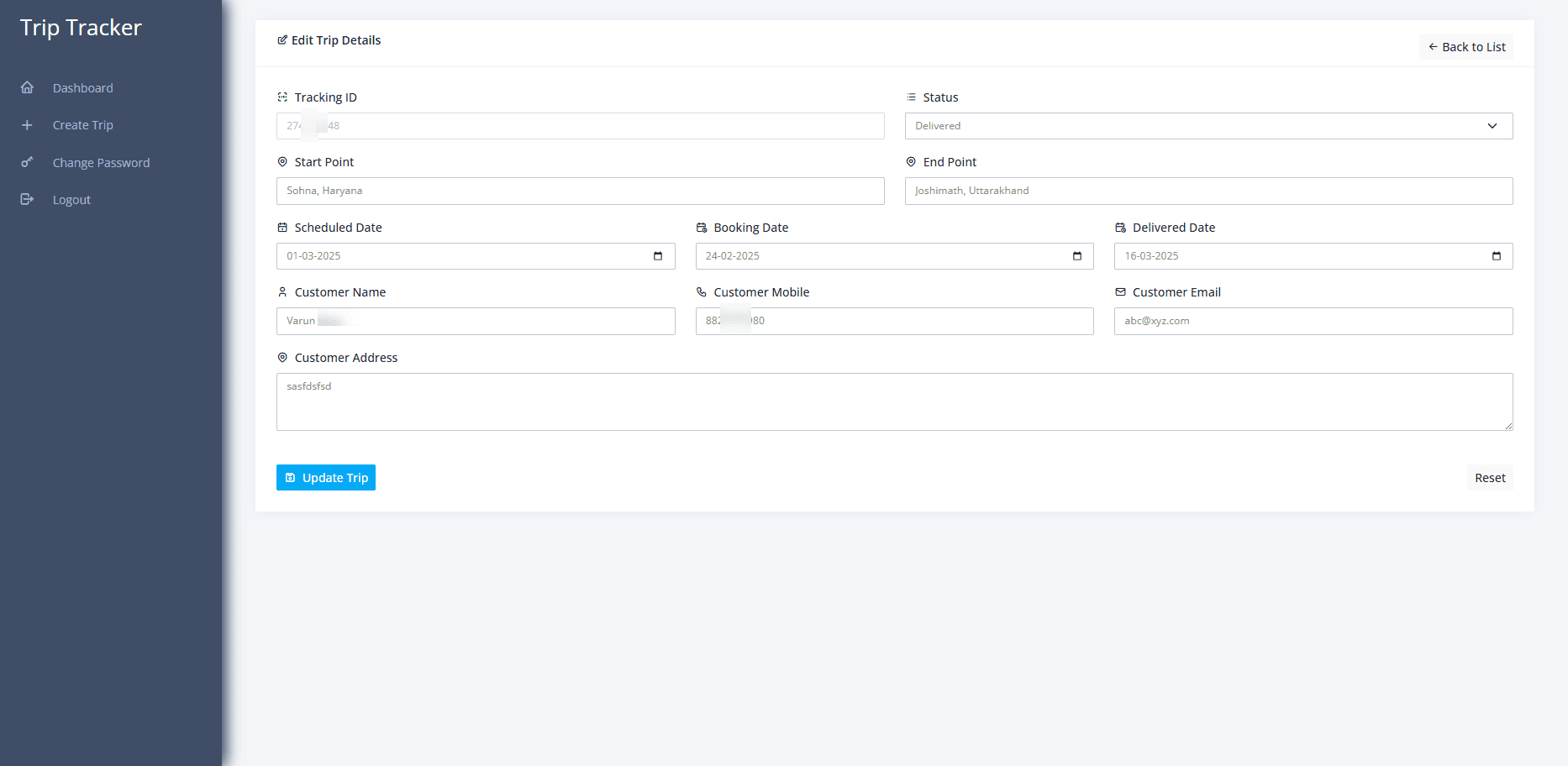 🚚 Online Shipment Tracking & Trip Management Web App (CodeIgniter 4 + Bootstrap 5) 5 Online Shipment Tracking & Trip Management Web App